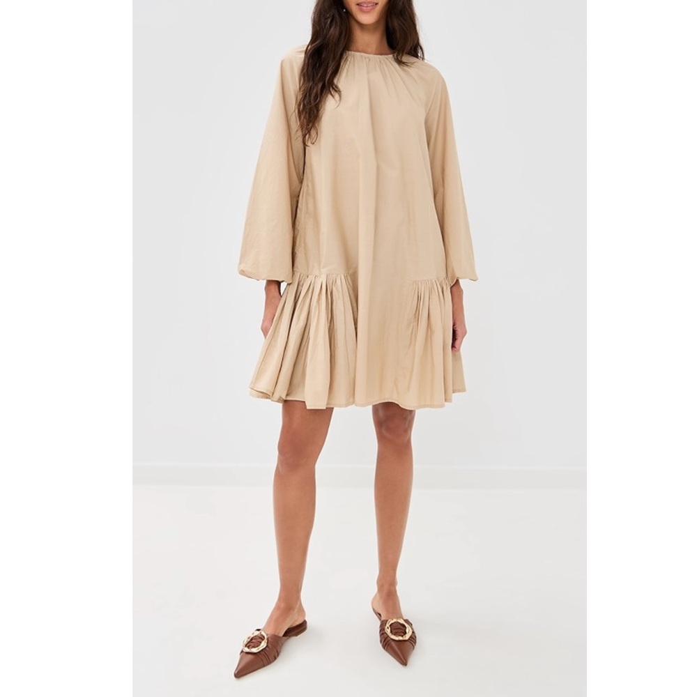 Merlette Seymour Mini Dress Size S Women Cotton Pocket Quiet Luxury In Sable